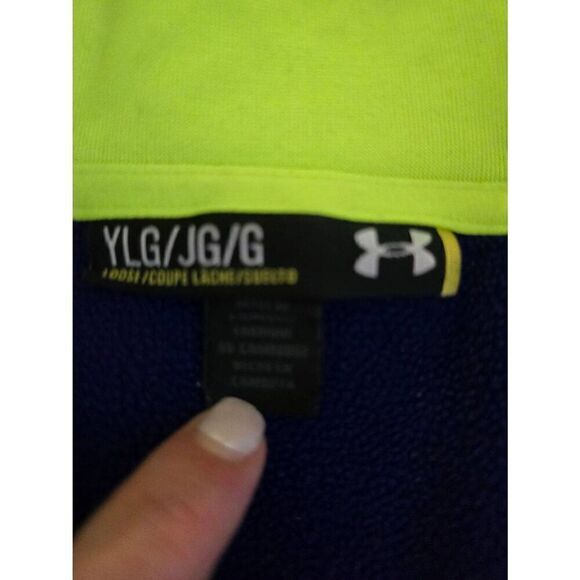 Boys Under Armour Zip Up Hoodie Blue and Neon Green Size Youth Large - Picture 2 of 5